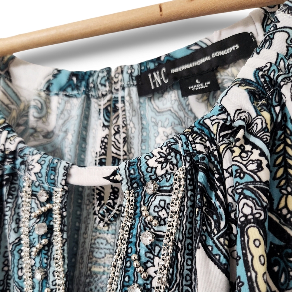 INC Boho Style Paisley Print Blousson Keyhole Cami | Large - Picture 5 of 11